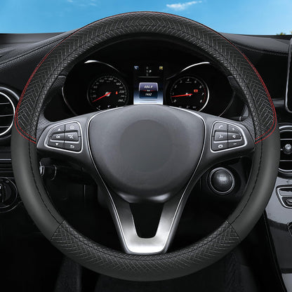 Blue Embroidery Butterfly Car Steering Wheel Cover,14.5-15 Inch Universal Leather Covers Breathable Anti-Slip Odorless Steering Wheels Accessories for Men Women