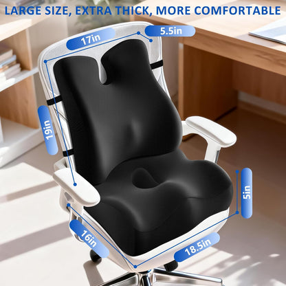 Lumbar Support Pillow for Office Chair,Seat Cushion with Back Support,Office Chair Cushion for Tailbone Pain,Sciatica and Hemorrhoid Relief (Black)