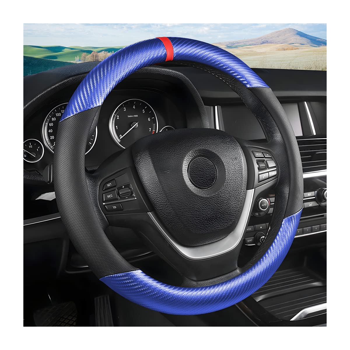 Moly Magnolia 15 Inch Car Steering Wheel Cover, Black-1