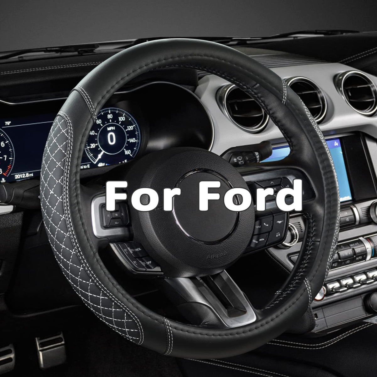 West Llama Customized Auto Car Steering Wheel Cover for Ford F-150, F-250, F-350, Expedition (Black)