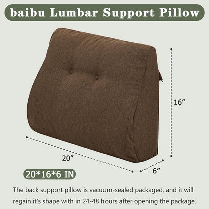 baibu Patented Dual-Layer Memory Foam Lumbar Pillow for Recliner, Brown