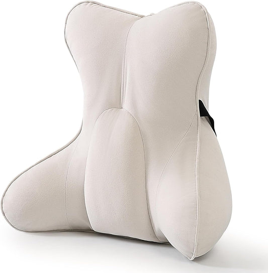 Lumbar Support Pillow for Office Chair, Back Support Cushion, Lumbar Pillow for Desk Chair, Ergonomic 3-Zone Back Cushion for Sitting Comfort, Misty White