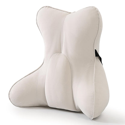 Lumbar Support Pillow for Office Chair, Back Support Cushion, Lumbar Pillow for Desk Chair, Ergonomic 3-Zone Back Cushion for Sitting Comfort, Misty White