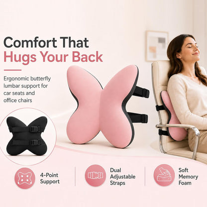 Memory Foam Lumbar Support Pillow,Back Support for Office Chair,Back Pillow for Chair,Ergonomic Lower Back Cushion for Desk Chair,Computer Chair,Gaming Chair and Car Seat,Washable Cover(Pink)