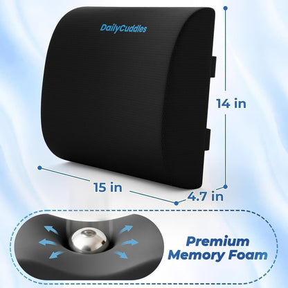 Lumbar Support Pillow, Ergonomic Back Cushion for Office , Black/X-Large