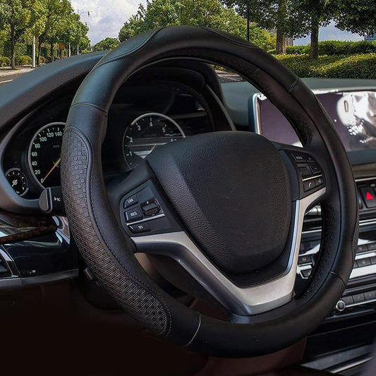 Valleycomfy Leather Steering Wheel Covers Universal 15 inch -Breathable