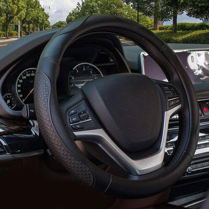 Valleycomfy Leather Steering Wheel Covers Universal 15 inch -Breathable