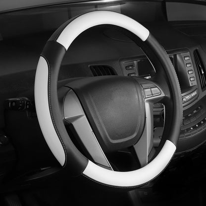 SEG Direct Steering Wheel Cover 14.5-15 inch Heavy-Duty, Black and Beige