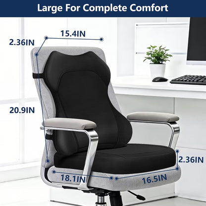 Seat Cushion,Lumbar Support Pillow for Office Chair,Ergonomic Memory Foam Back Support Pillow, High Density Foam Chair Cushion for Sciatica Pain Relief Coccyx Pad for Chair,Car,Desk,Black