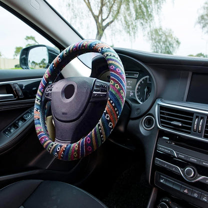 Valleycomfy Boho Steering Wheel Covers for Women Cloth Bohemian Universal