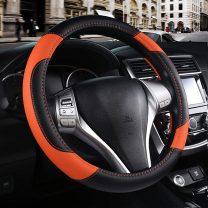 Leather Car Steering Wheel Cover, Universal Fit for Most Cars, Beige