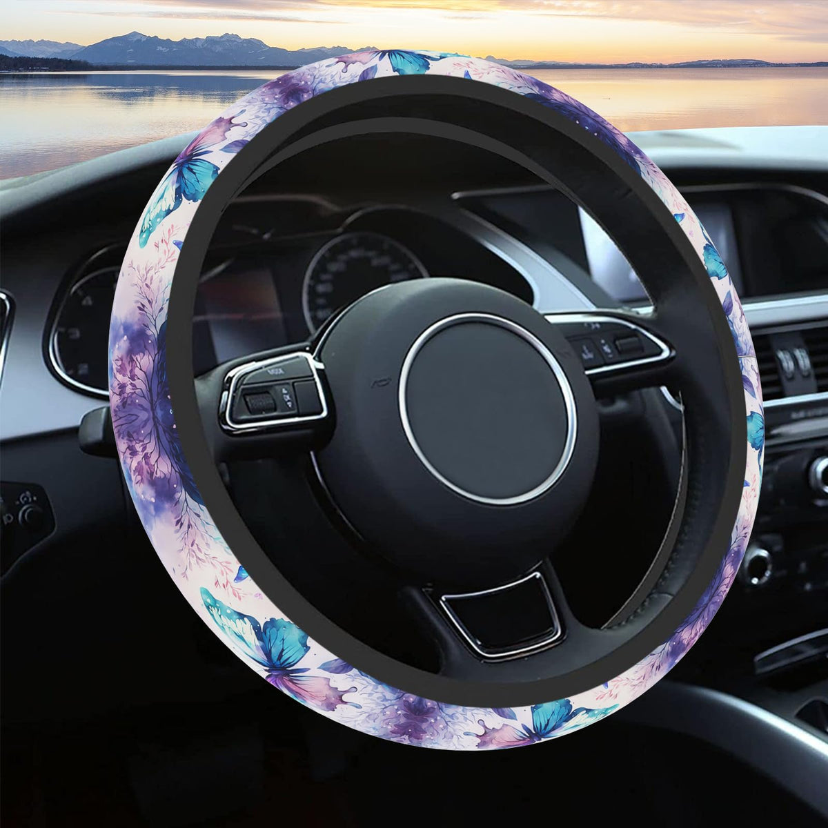 Car Steering Wheel Cover for Women Men,Cute Wildflower