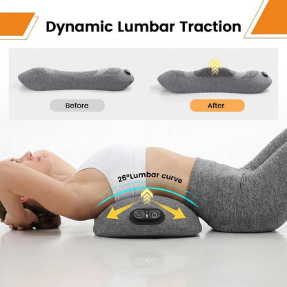Upgraded 3 in 1 Cordless Electric Lumbar Support Pillow, Triple Fusion Back Massager with Heat & Vibration & Traction, Lower Back Massager, Ideal for Car/Bed/Office Chair/Travel, Gift for Relaxation