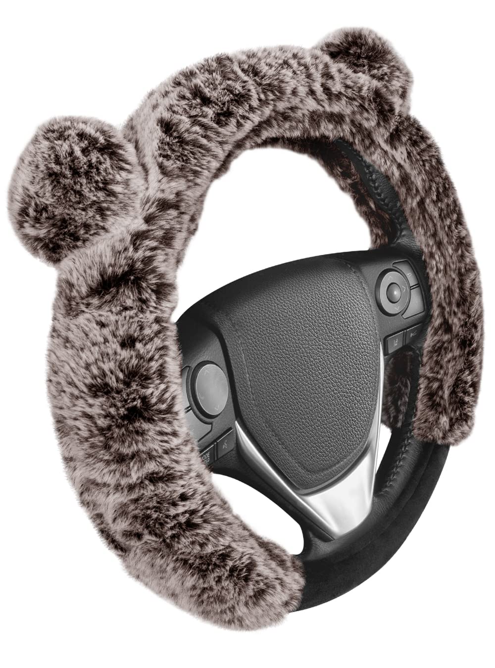 BDK Black Genuine Leather Steering Wheel Cover Large 15.5 to 16 inch