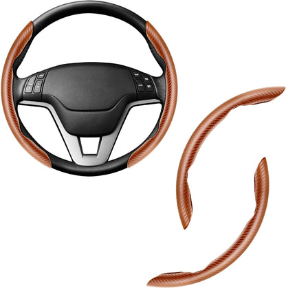 Amiss 3pcs Carbon Fiber Anti-Skid Steering Wheel Cover, Waterproof Design, Universal Fit for 14-16 Inch Car Wheel Cover, Interior Car Accessories for Jeeps, SUVs, Trucks (Glossy Black)