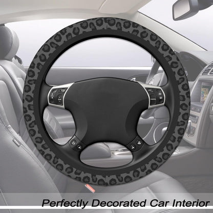 Black Leopard Cheetah Steering Wheel Cover for Women Girls