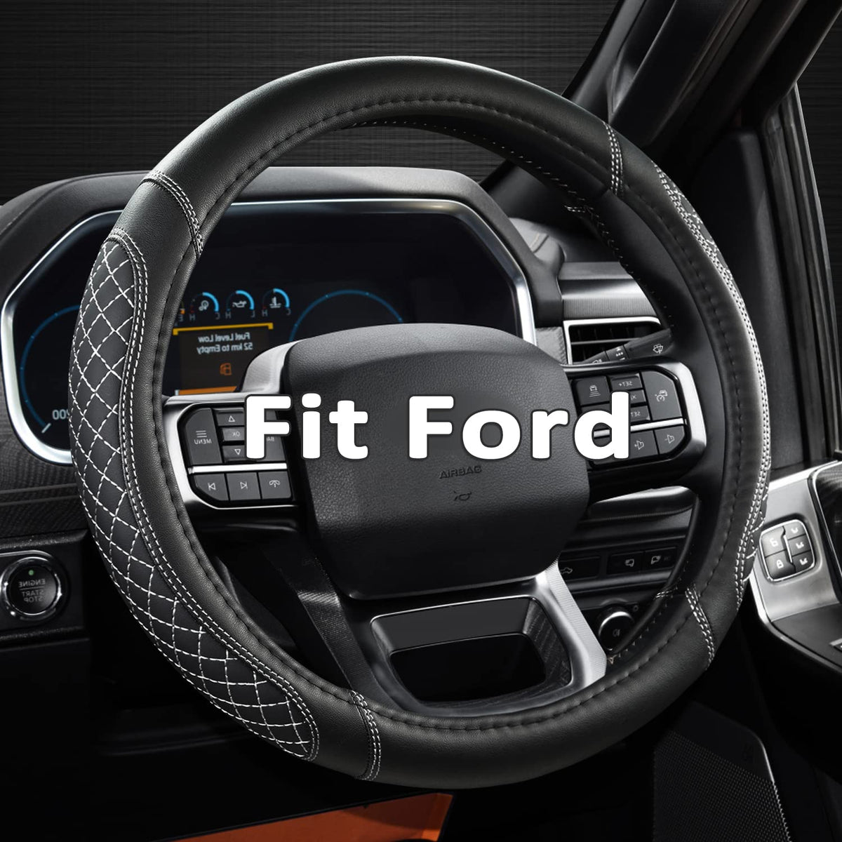 West Llama Customized Auto Car Steering Wheel Cover for Ford F-150, F-250, F-350, Expedition (Black)
