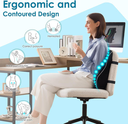 Niceeday Lumbar Support Pillow for Office Chair Car Back Support Pillow, Memory Foam Gaming Chair Desk Chair Back Cushion for Lower Back Pain Relief, Ergonomic Back Rest,Office Home Essentials