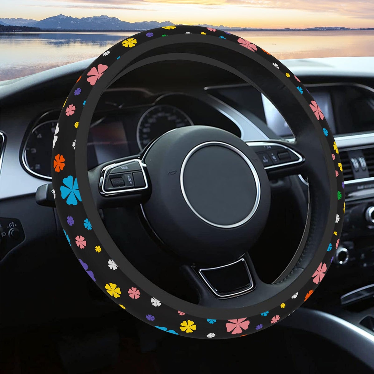 Car Steering Wheel Cover for Women Men,Cute Wildflower