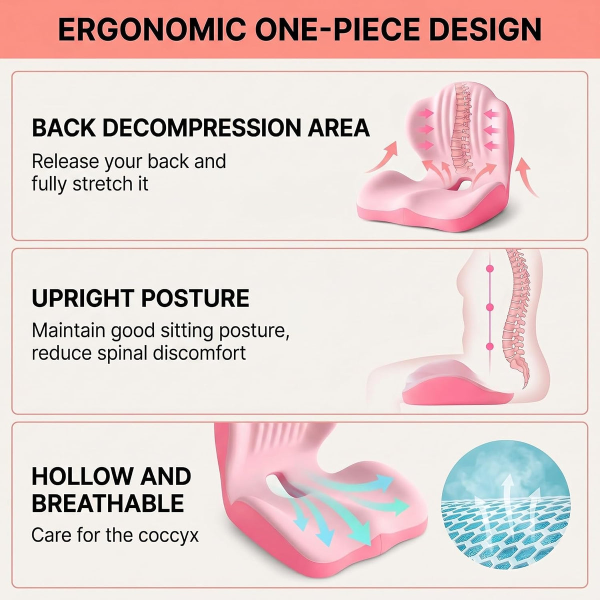 Ergonomic Lumbar & Seat Support Cushion