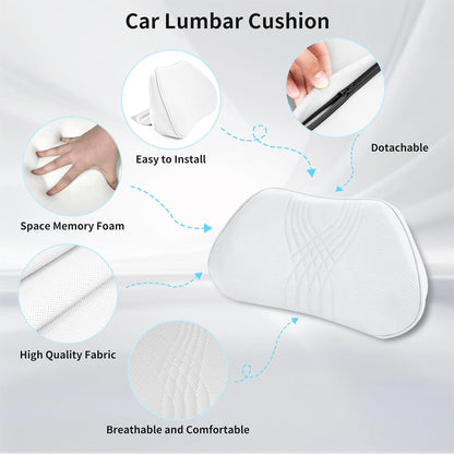 Lumbar Support Pillow for Car Seat, Office Chair, White, 1PC