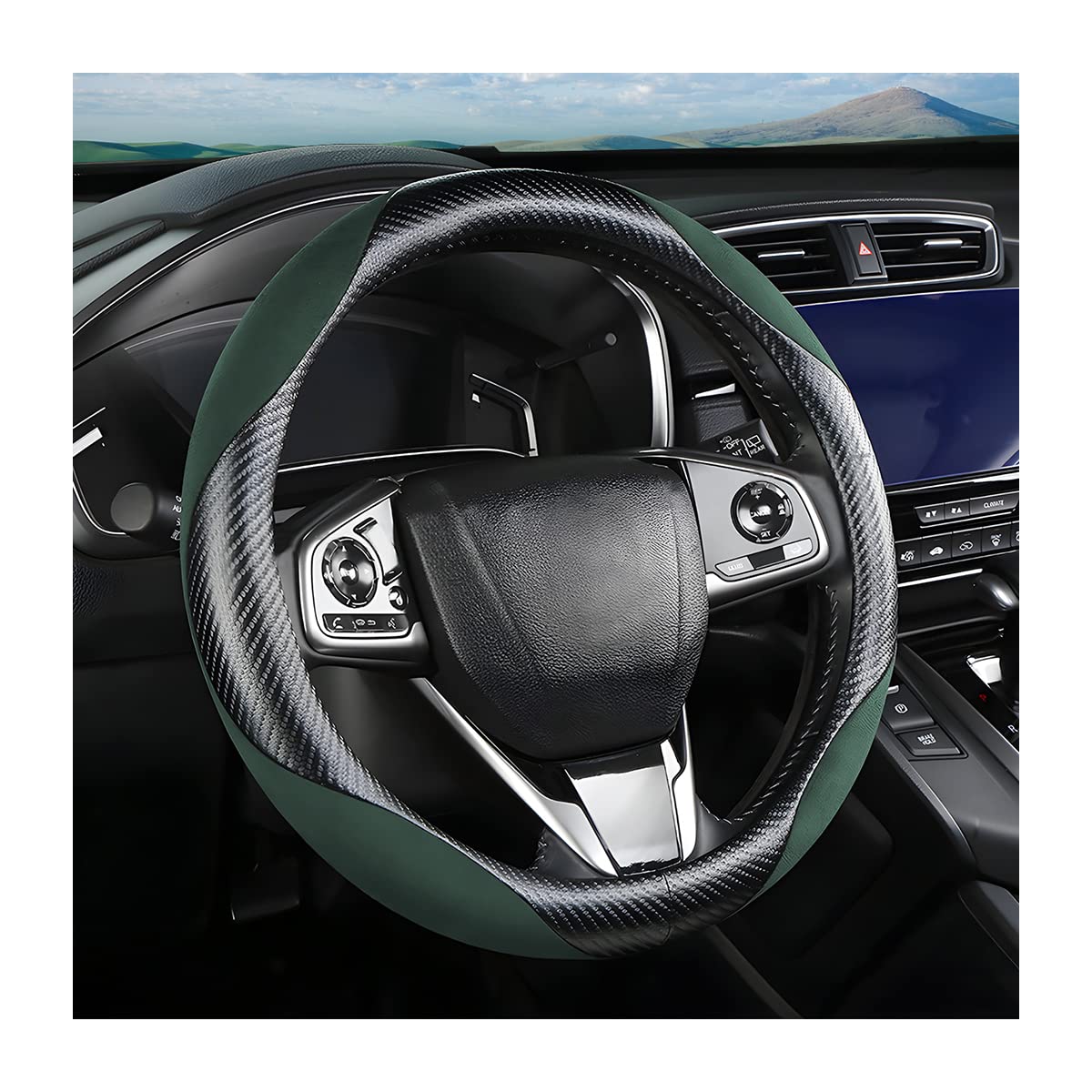 Moly Magnolia 15 Inch Car Steering Wheel Cover, Black-1