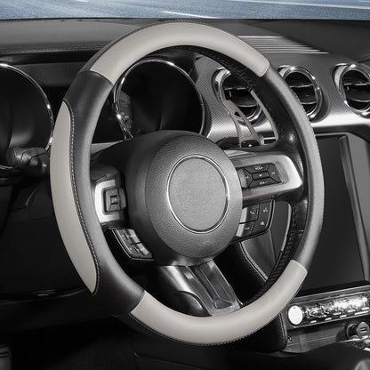 SEG Direct Steering Wheel Cover 14.5-15 inch Heavy-Duty, Black and Beige