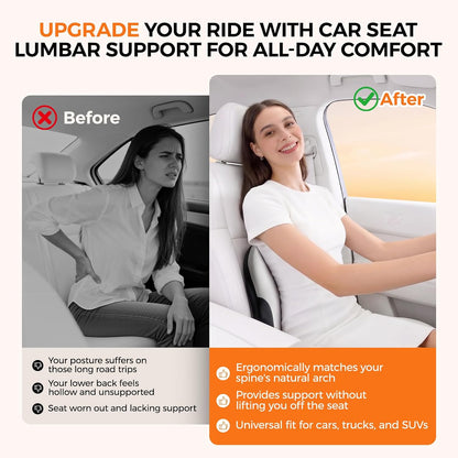 BEBAS Ergonomic Memory Foam Lumbar Support Pillow for Car & Office Chair
