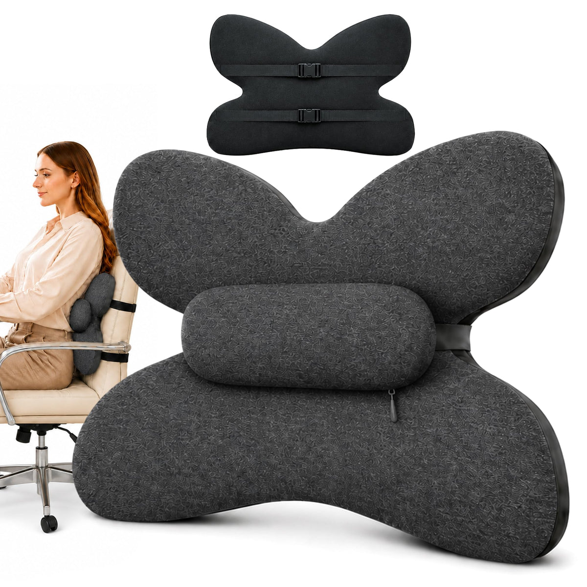 Lumbar Support Pillow for Office Chair & Car, Desk Chair Back Cushion,,Pink