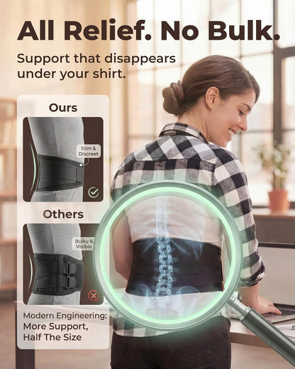Sparthos Back Brace for Women & Men, Sciatica, Lower Back Pain - Black-L