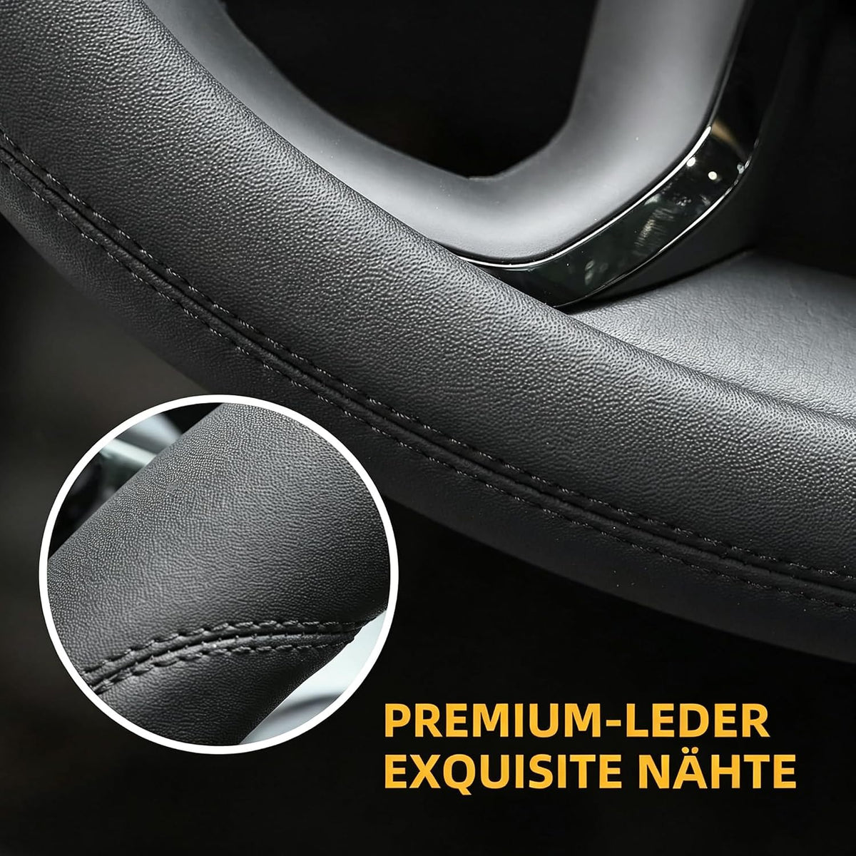 Valleycomfy Microfiber Leather Steering Wheel Cover Universal 15 inch (Black)