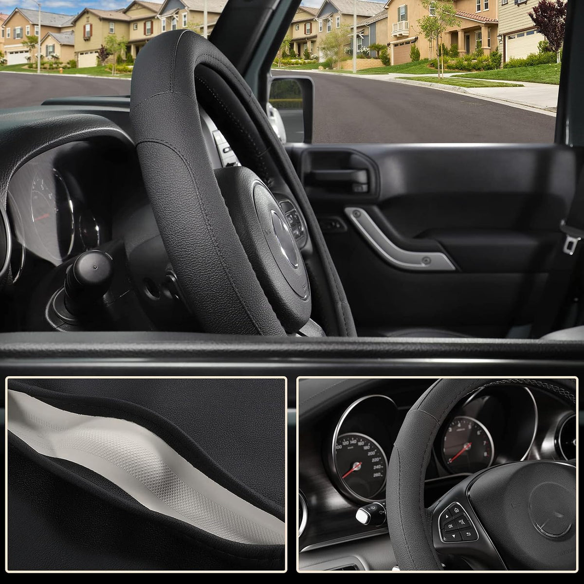 SEG Direct Car Steering Wheel Cover for F150 Tundra Range Rover 15.5"-16"
