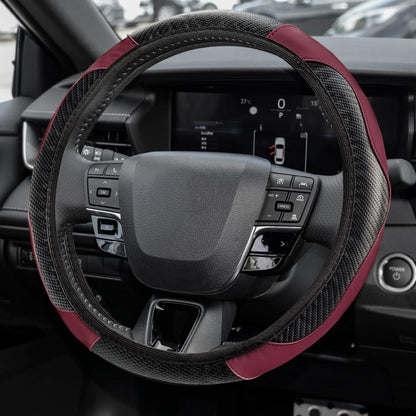 Car Steering Wheel Cover, Steering Wheel Accessories, 15 Inch Microfiber Leather Carbon Fiber Soft Anti-Slip Breathable, Car Accessories Elastic Non-Slip Cover for Most Vehicles