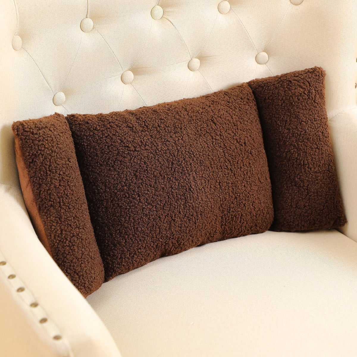 Queekay Fleece Lumbar Support Pillow 3 Section for Office Chair, Gray