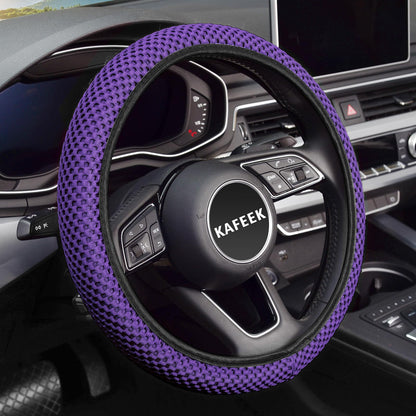 KAFEEK Elastic Stretch Steering Wheel Cover, Universal 15 Inch, Black