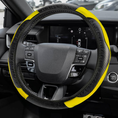 Car Steering Wheel Cover, Steering Wheel Accessories, 15 Inch Microfiber Leather Carbon Fiber Soft Anti-Slip Breathable, Car Accessories Elastic Non-Slip Cover for Most Vehicles