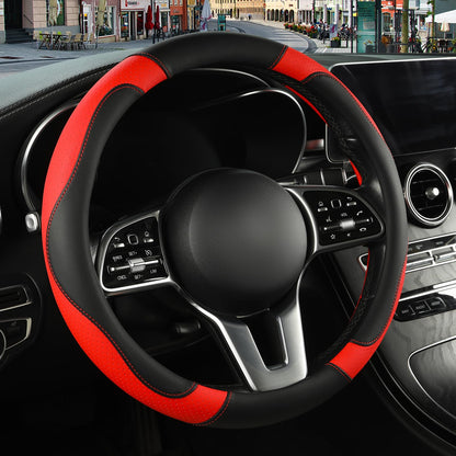 Black Orange Microfiber Leather Steering Wheel Cover 15 inch