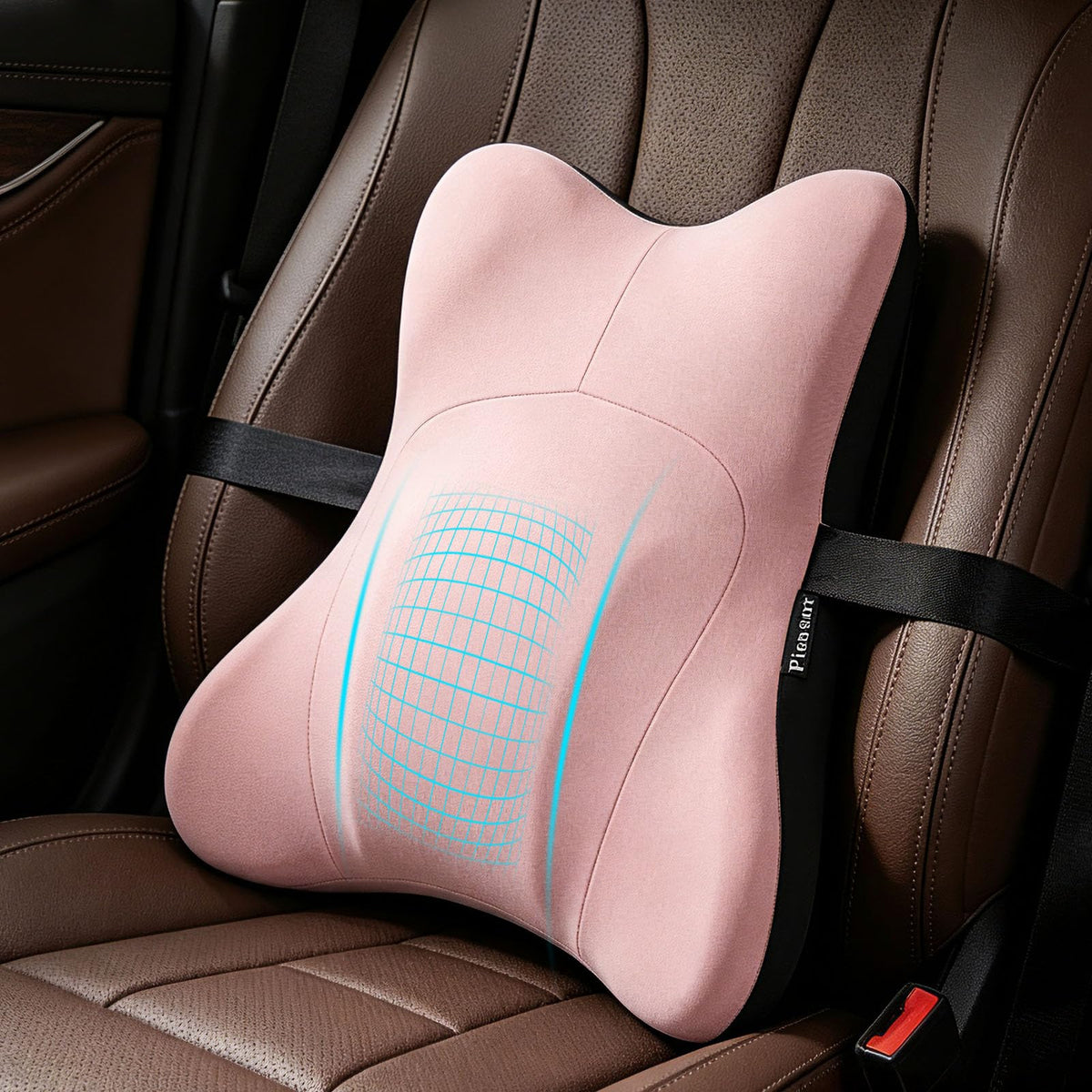 Lumbar Support Pillow, Memory Foam Back Cushion for Car & Office Chair - Black