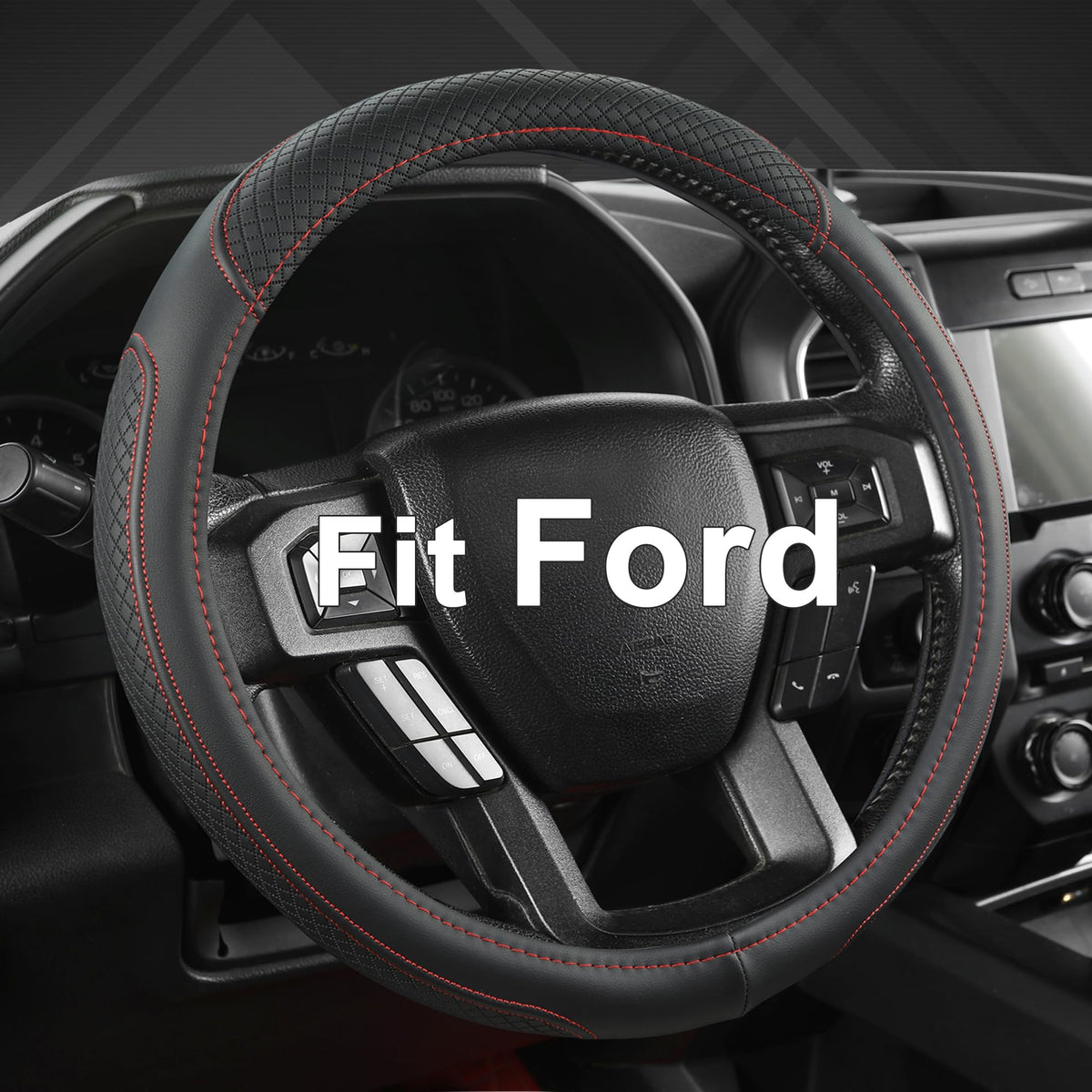 West Llama Customized Auto Car Steering Wheel Cover for Ford F-150, F-250, F-350, Expedition (Black)
