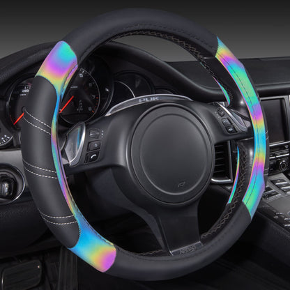 CAR PASS Line Rider Microfiber Leather Sporty Steering Wheel Cover Universal Fits for 95% Truck,SUV,Cars,14.5-15inch Anti-Slip Safety Comfortable Desgin (Black-Blue)
