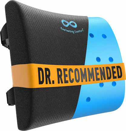 Everlasting Comfort Lumbar Support Pillow for Office Chair - Improves Posture, Promotes Back Pain Relief - Superior Back Support for Gaming and Desk Chairs - Lumbar Pillow for Car, Couch