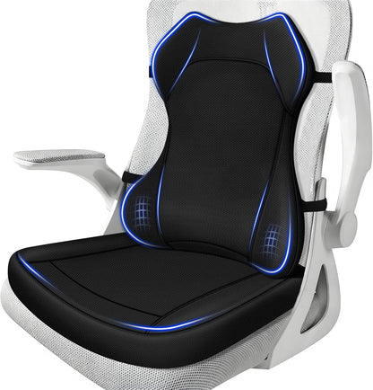 Seat Cushion,Lumbar Support Pillow for Office Chair,Ergonomic Memory Foam Back Support Pillow, High Density Foam Chair Cushion for Sciatica Pain Relief Coccyx Pad for Chair,Car,Desk,Black