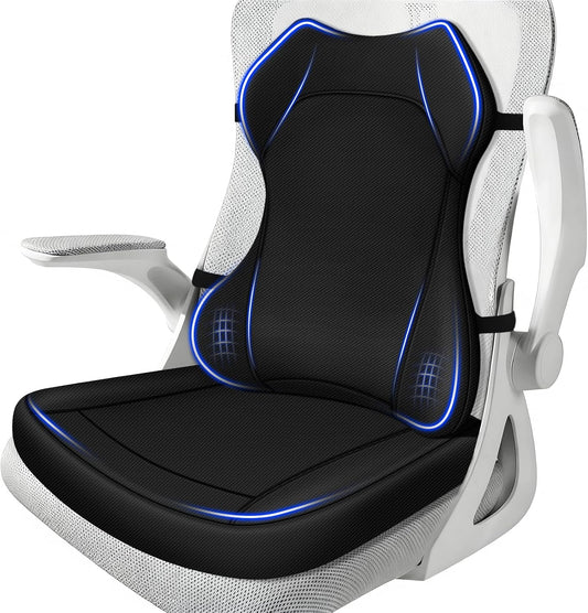 Seat Cushion,Lumbar Support Pillow for Office Chair,Ergonomic Memory Foam Back Support Pillow, High Density Foam Chair Cushion for Sciatica Pain Relief Coccyx Pad for Chair,Car,Desk,Black