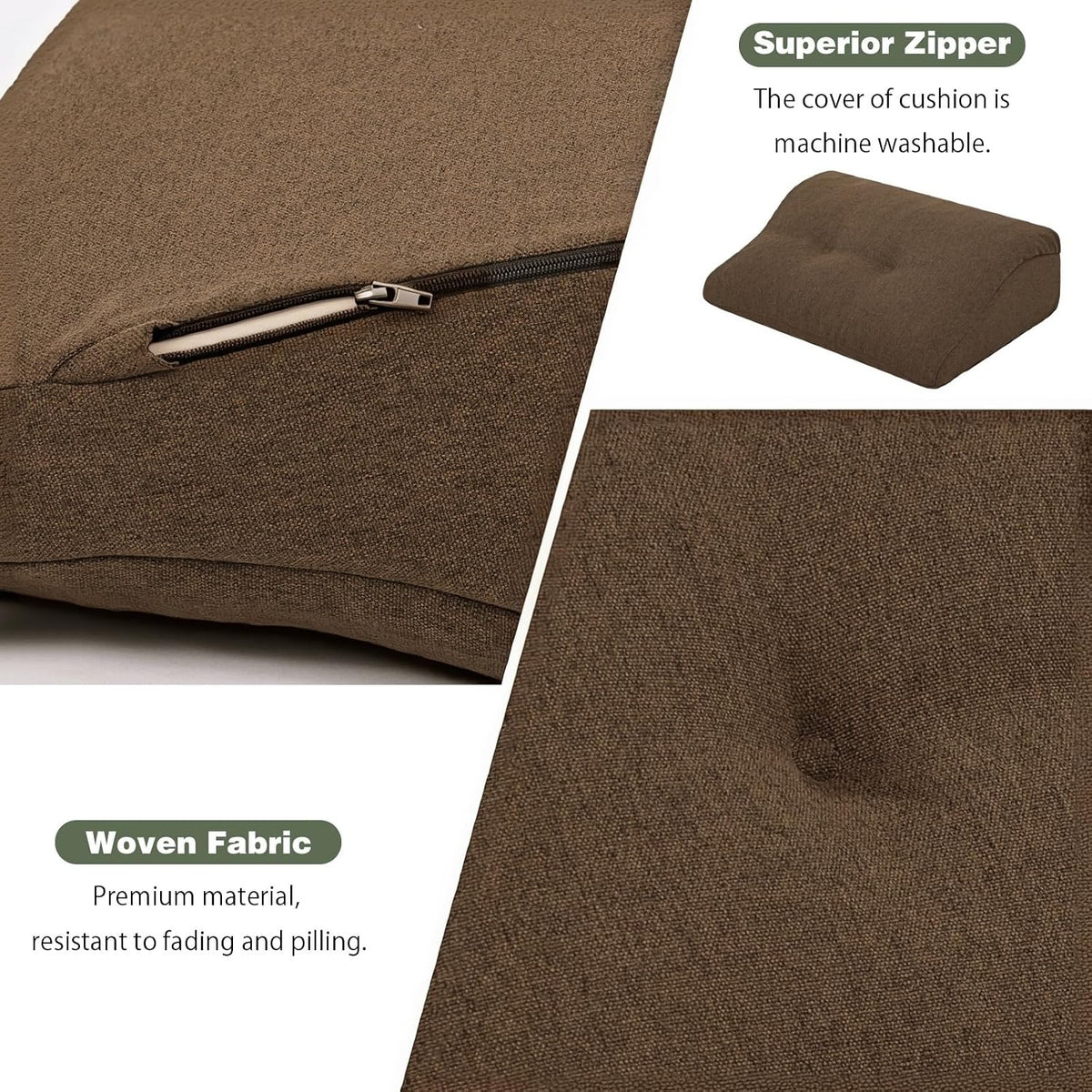 baibu Patented Dual-Layer Memory Foam Lumbar Pillow for Recliner, Brown