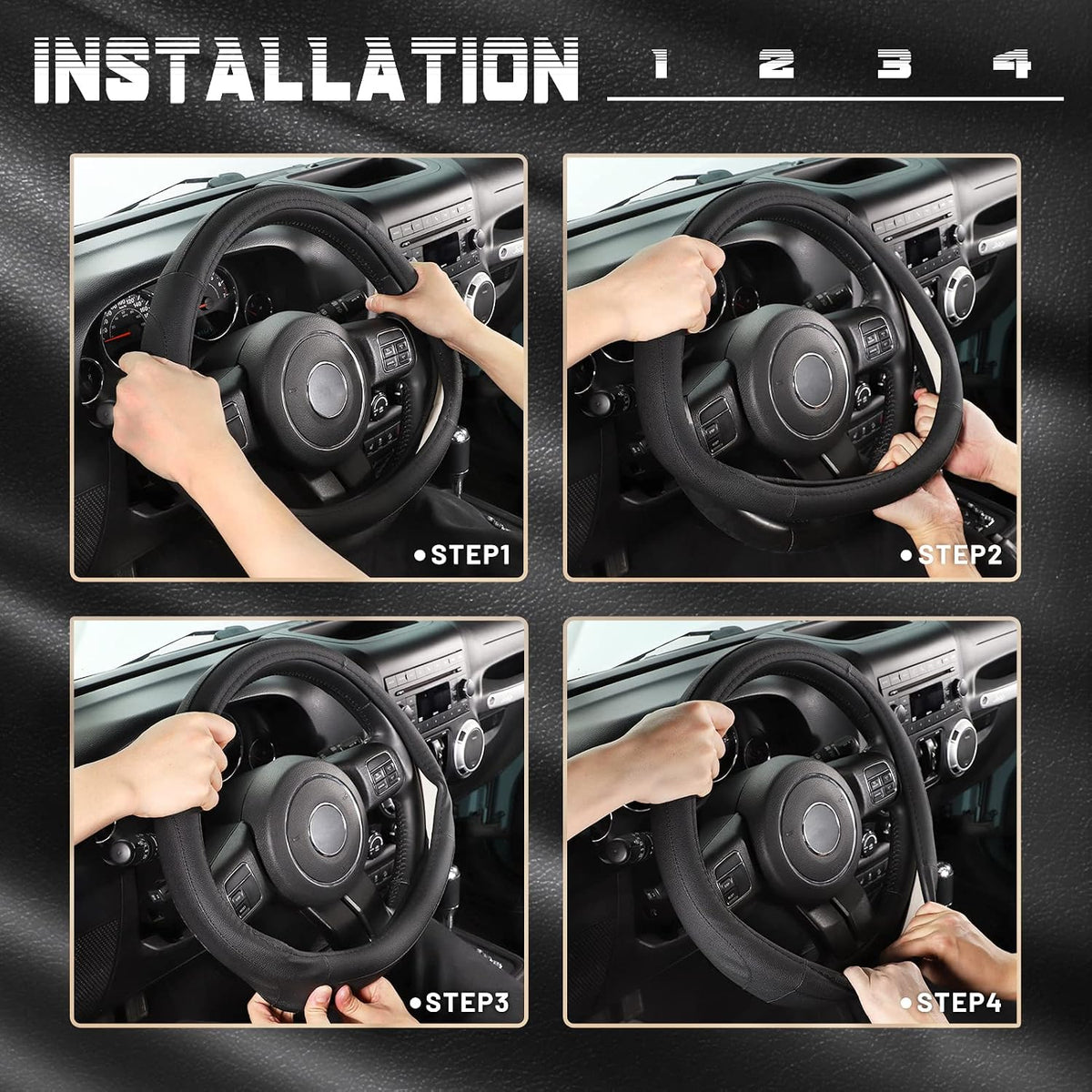 SEG Direct Car Steering Wheel Cover for F150 Tundra Range Rover 15.5"-16"