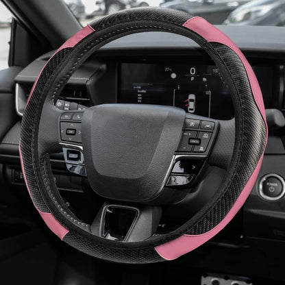 Car Steering Wheel Cover, Steering Wheel Accessories, 15 Inch Microfiber Leather Carbon Fiber Soft Anti-Slip Breathable, Car Accessories Elastic Non-Slip Cover for Most Vehicles