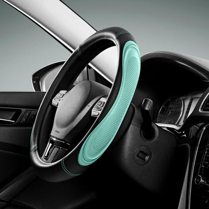 Road Comforts Car Steering Wheel Cover - Microfiber Leather Steering Wheel Wrap Sports 14.5-15 Inch Steering Wheel Cover Non-Slip for Men Women Grey Color