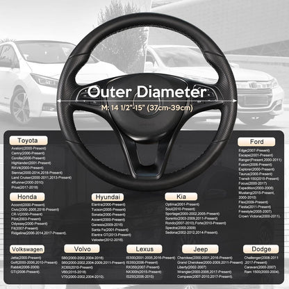SEG Direct Steering Wheel Cover 14.5-15 inch Heavy-Duty, Black and Beige