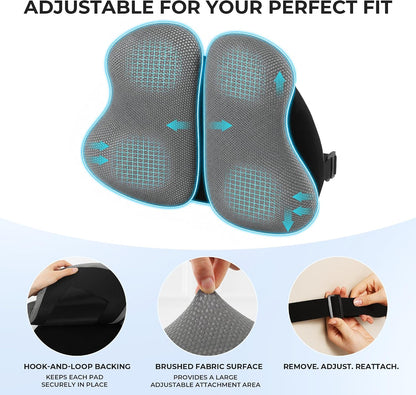 BALAPET Lumbar Support Pillow, Adjustable Ergonomic Dual-Pad Back Cushion