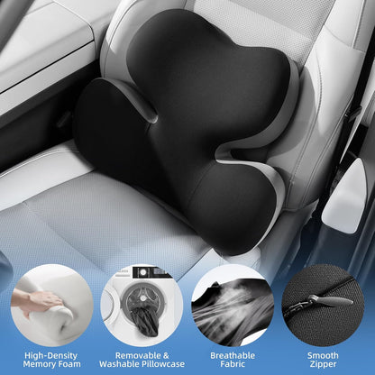BEBAS Ergonomic Memory Foam Lumbar Support Pillow for Car, BlackGray